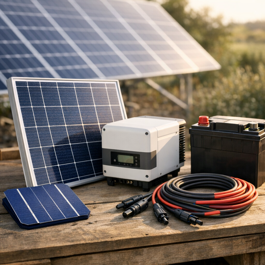 Les composants clés : cellule, module, onduleur, câbles et batterie