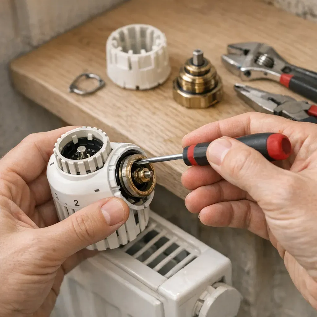 Étapes pour démonter la tête thermostatique d’un radiateur