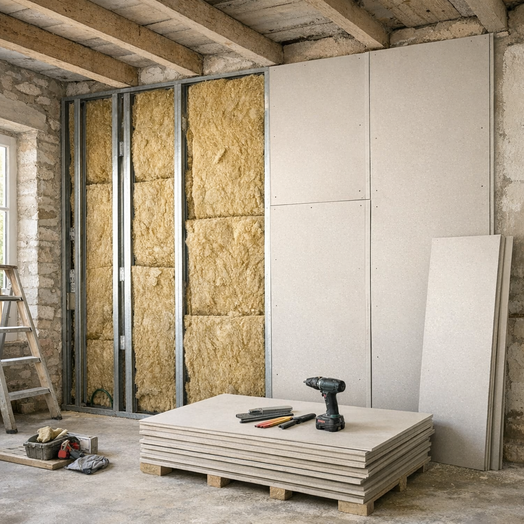 Prix placo avec rails et isolation : devis 2026